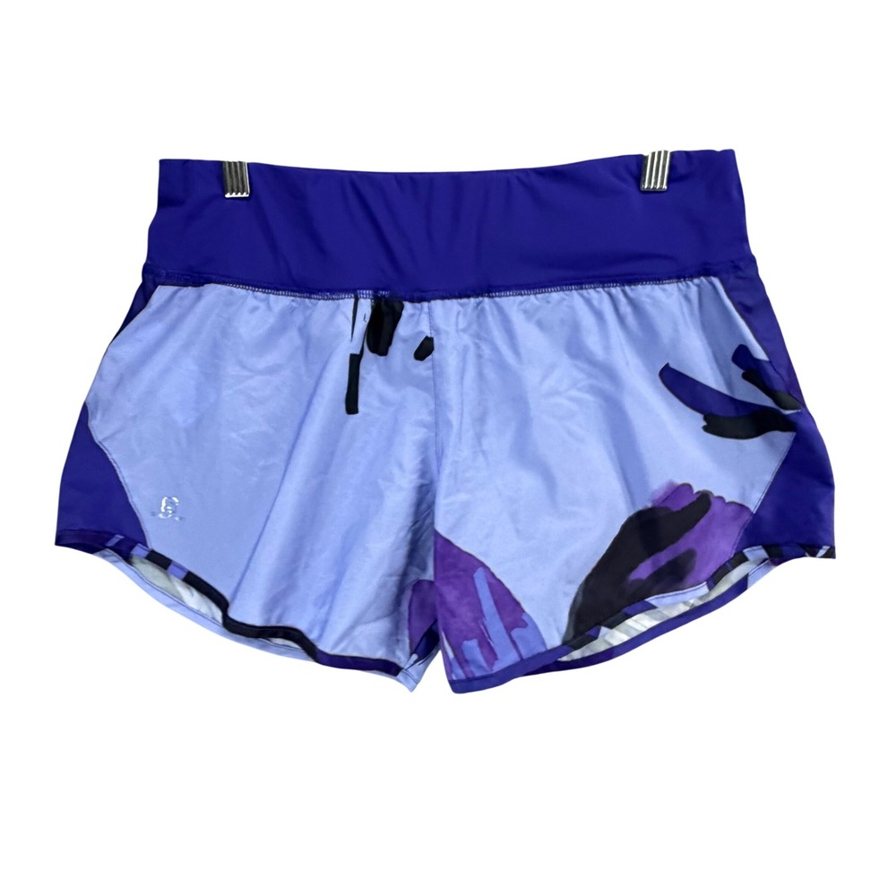 Salomon Elevate 2 in 1 Running Shorts Womens M Purple Abstract Print Athletic